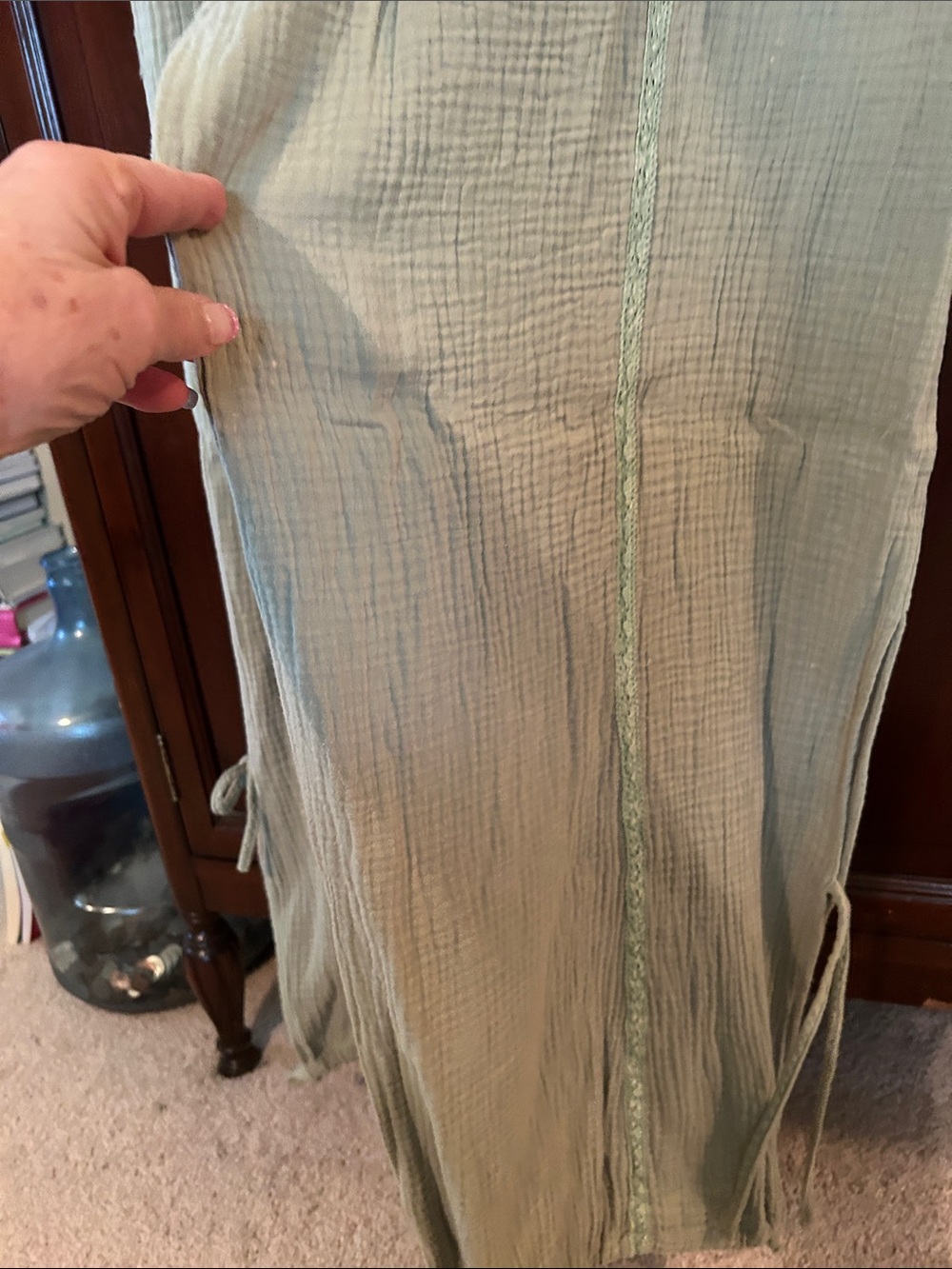 Relaxed Drawstring womens Pants in Sage Green - Picture 4 of 8